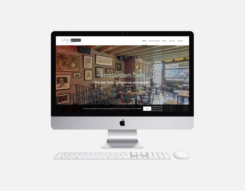 Coffeeshop Amsterdam Cafe Home Page Layout on iMac